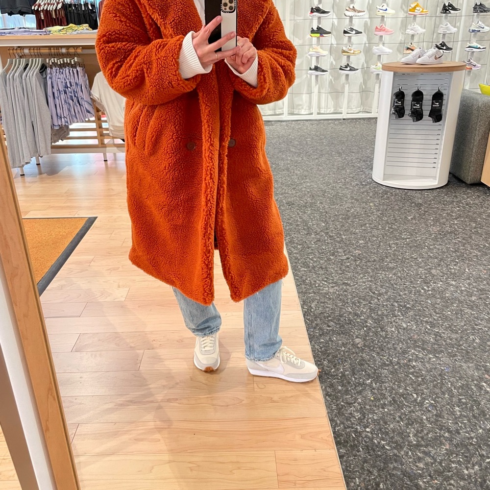 Monki Vibrant Orange Teddy Jacket - Picture 9 of 9